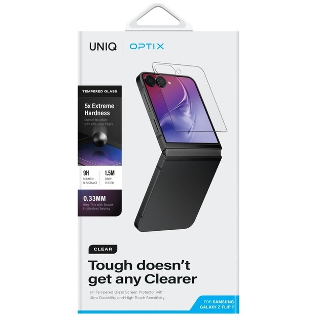 Uniq Optix Clear Tempered Glass for Samsung Galaxy Z Flip 7 2