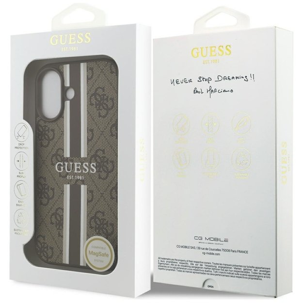 Guess 4G Printed Stripes MagSafe case for iPhone 17 - brown 7