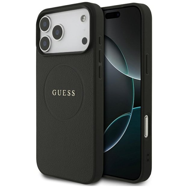 Guess Grained Ring MagSafe case for iPhone 17 Pro Max - black