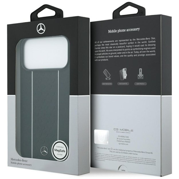 Mercedes Leather Star Pattern Stripes MagSafe Case for iPhone 17 Pro Max - Black 7