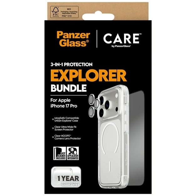CARE by PanzerGlass Flagship Explorer 3-in-1 Case + Glass + Lens Protection Kit for iPhone 17 Pro 4