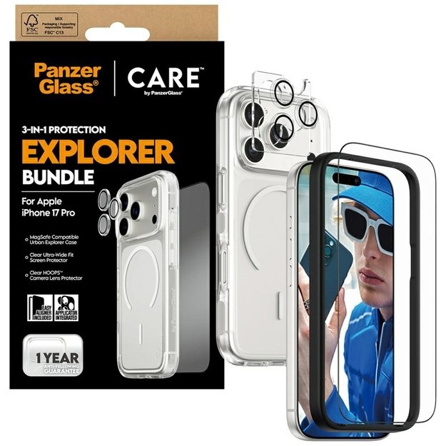CARE by PanzerGlass Flagship Explorer 3-in-1 Case + Glass + Lens Protection Kit for iPhone 17 Pro 3