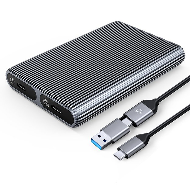 Kieszeń dyskowa podw&oacute;jna Orico AM2C3-2SN na dwa dyski M.2 SATA+NVME USB-C 3.2 6Gb/s / 10Gb/s - szara