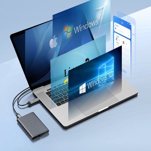 Kieszeń dyskowa podw&oacute;jna Orico AM2C3-2SN na dwa dyski M.2 SATA+NVME USB-C 3.2 6Gb/s / 10Gb/s - szara 4