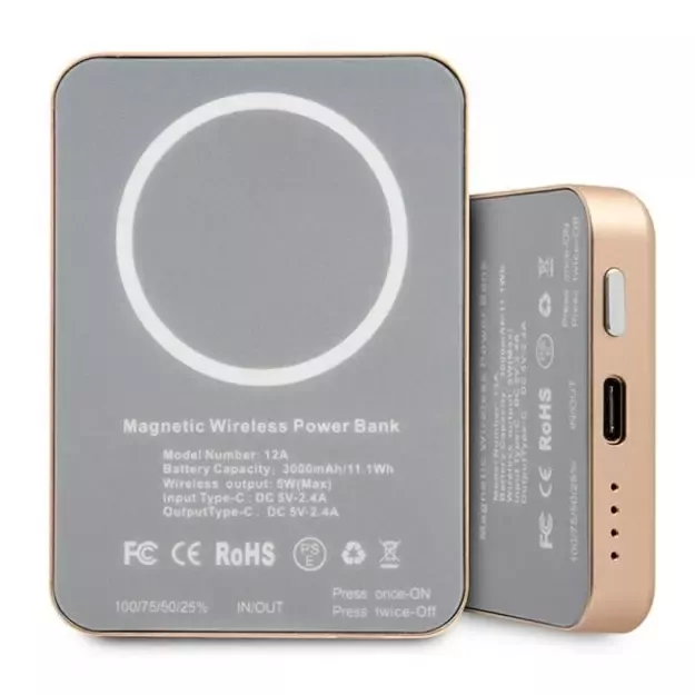 Guess Inductive Power Bank 5W GUPBMSVSLG 3000mAh gold/gold MagSafe 2