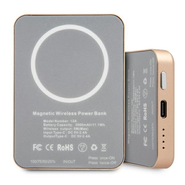 Guess Inductive Power Bank 5W GUPBMSVSLG 3000mAh gold/gold MagSafe 2