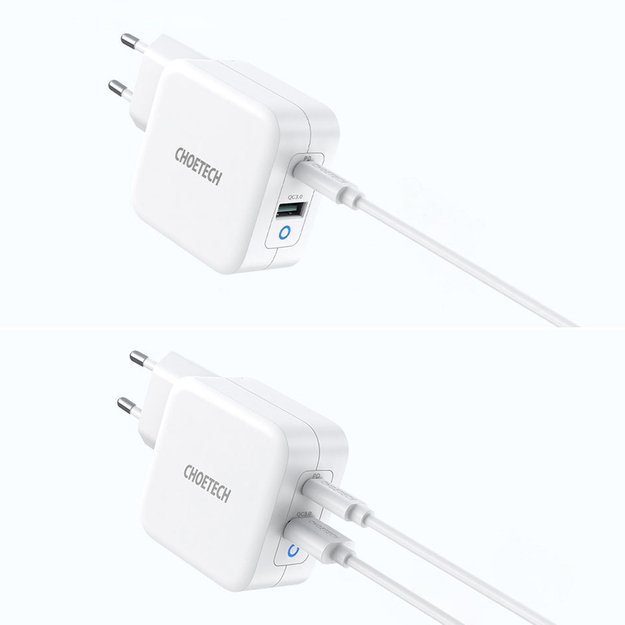 Choetech fast GaN wall charger USB Type C PD USB-A QC3.0 65W 3,25A white (PD8002) 4