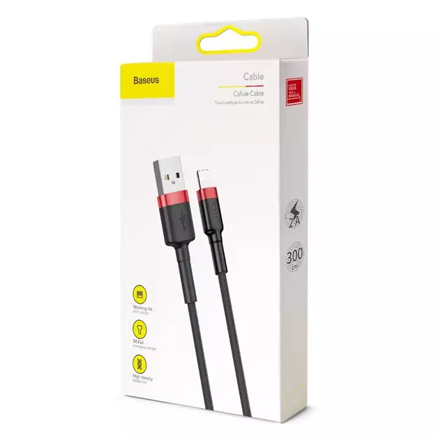 Baseus Cafule USB-A / Lightning 2A QC 3.0 cable 3 m - black and red 8