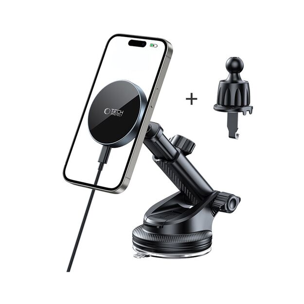 Tech-Protect mm15W-V5 Magnetic MagSafe Car Holder for Cockpit/Windshield/Air Vent - Black 1