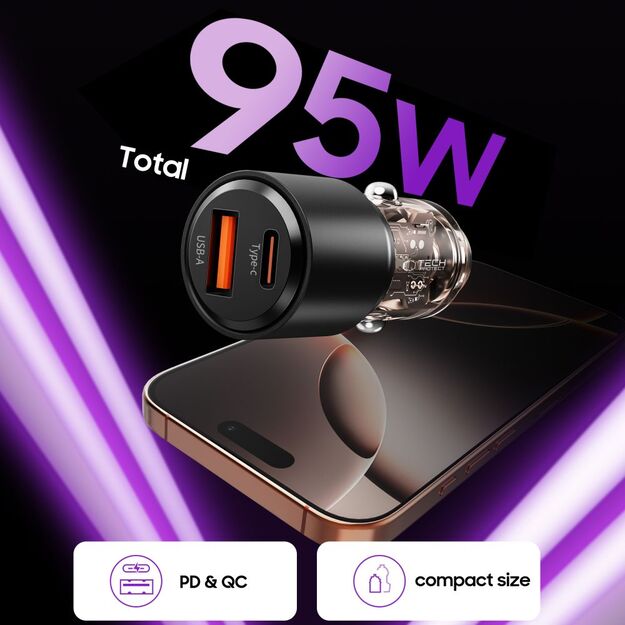 Tech-Protect CC03 95W 2-Port USB-A / USB-C Car Charger - Black 3