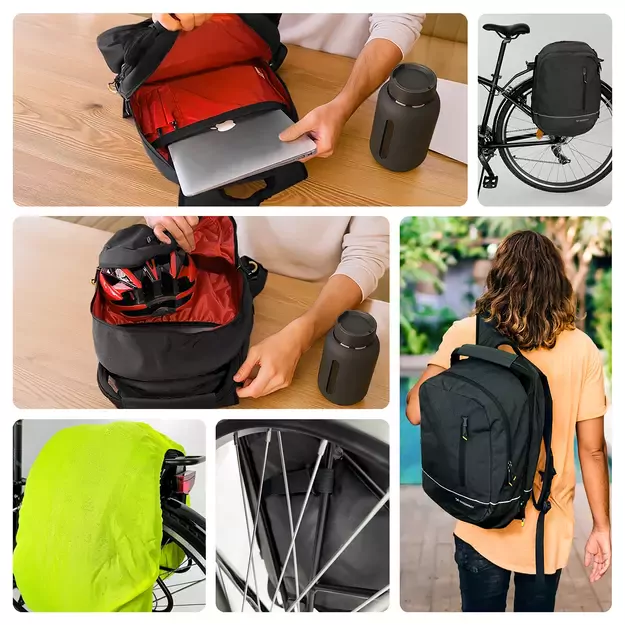 Wozinsky bicycle bag double backpack 2in1 30l black (WBB30BK) 3