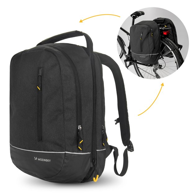 Wozinsky bicycle bag double backpack 2in1 30l black (WBB30BK) 2