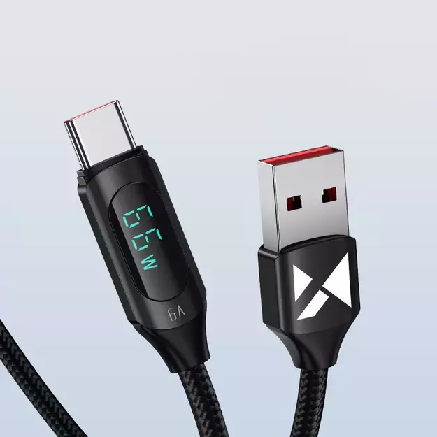Wozinsky WUACC2 USB A - USB C Cable with Display 66W 6A 2m - Black 2