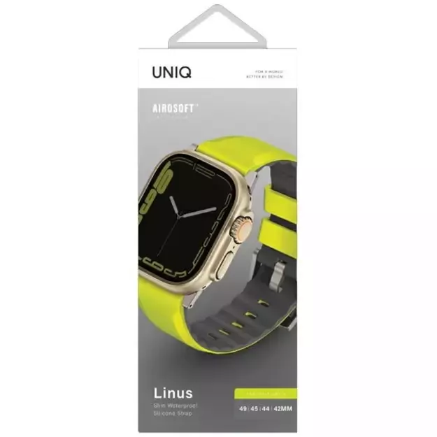 Uniq Linus Airosoft Silicone strap for Apple Watch 1/2/3/4/5/6/7/8/SE/SE2/Ultra 42/44/45/49mm - lime 3