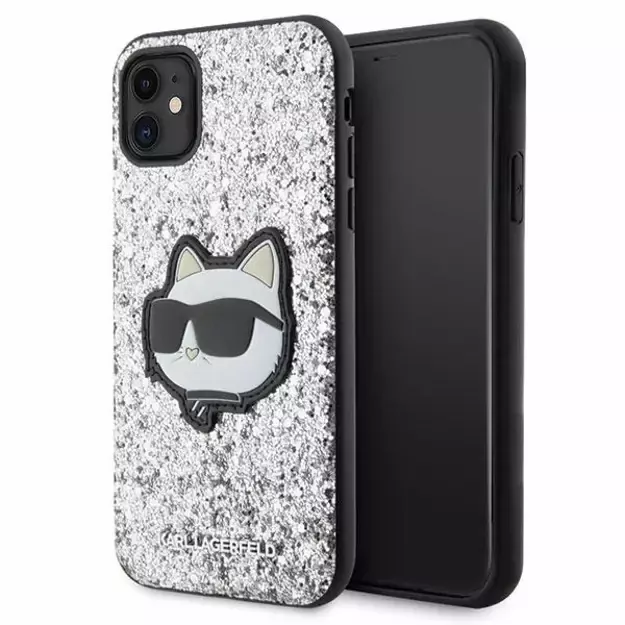Karl Lagerfeld KLHCN61G2CPS iPhone 11 / Xr 6.1  silver/silver hardcase Glitter Choupette Patch