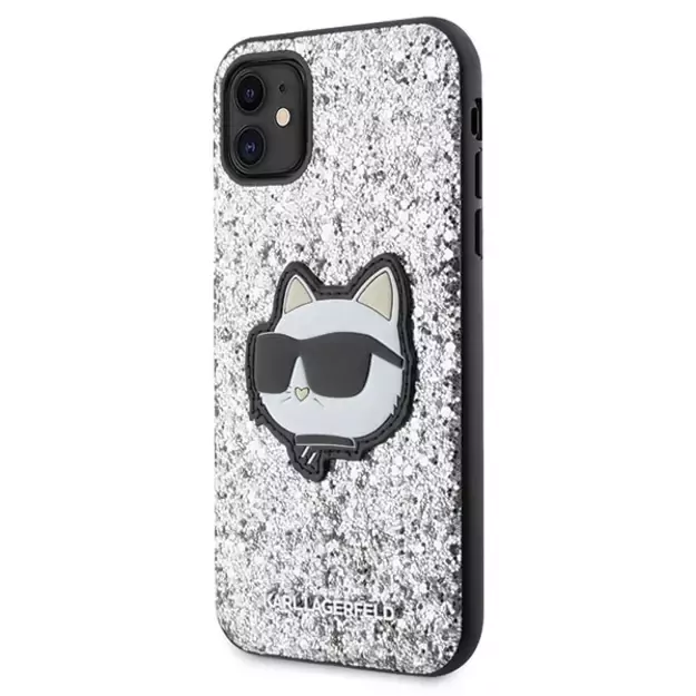 Karl Lagerfeld KLHCN61G2CPS iPhone 11 / Xr 6.1  silver/silver hardcase Glitter Choupette Patch 1