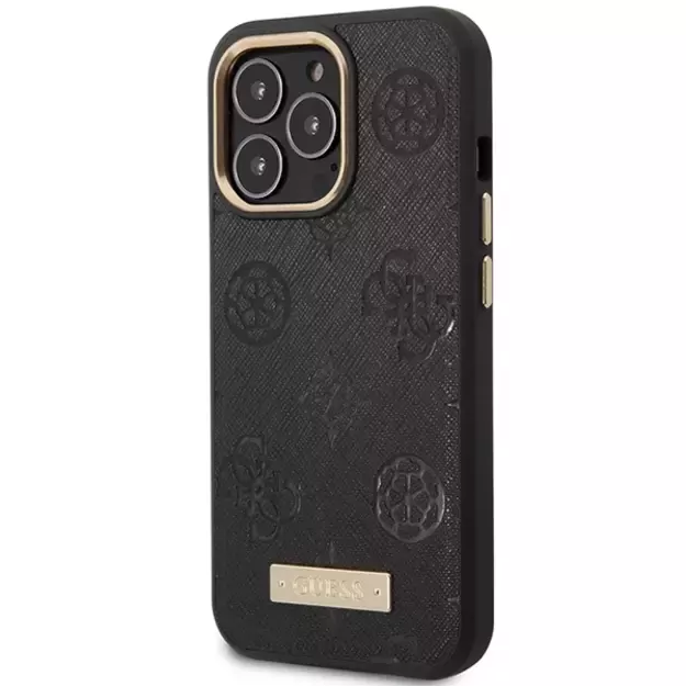 Guess GUHMP14LSAPSTK iPhone 14 Pro 6.1  black/black hardcase Peony Logo Plate MagSafe 6