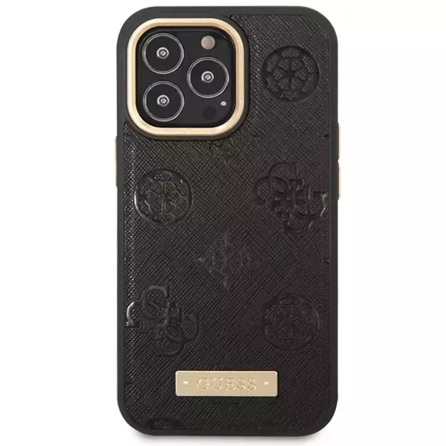Guess GUHMP14LSAPSTK iPhone 14 Pro 6.1  black/black hardcase Peony Logo Plate MagSafe 7