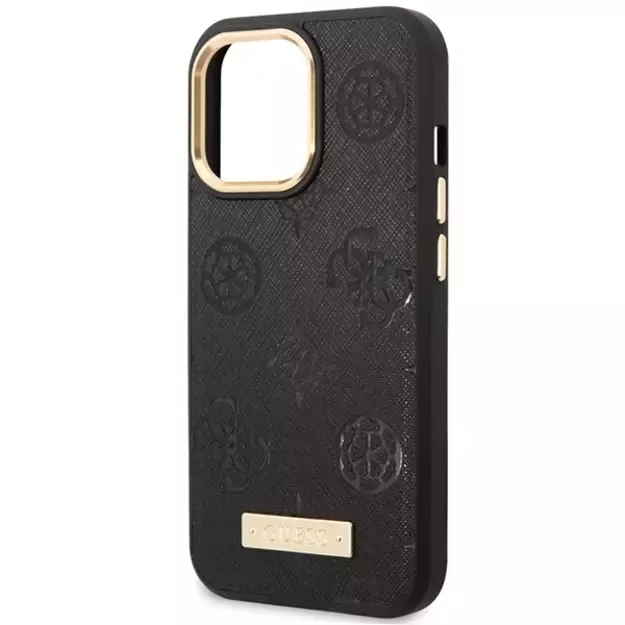 Guess GUHMP14LSAPSTK iPhone 14 Pro 6.1  black/black hardcase Peony Logo Plate MagSafe 10