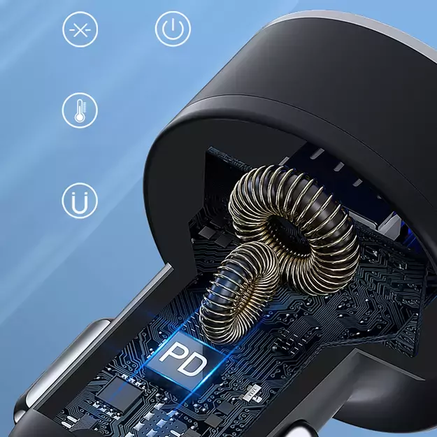 Wozinsky WDCCB Car Charger with Display 50W 2xUSB-C / 2xUSB-A - Black 5