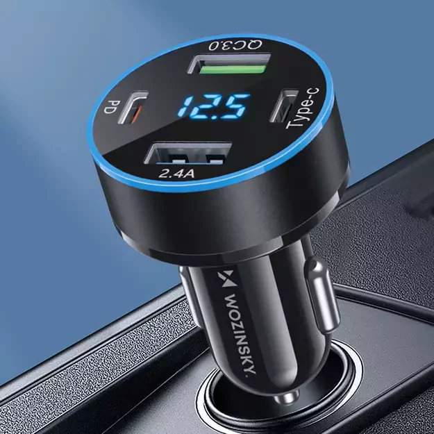 Wozinsky WDCCB Car Charger with Display 50W 2xUSB-C / 2xUSB-A - Black 4