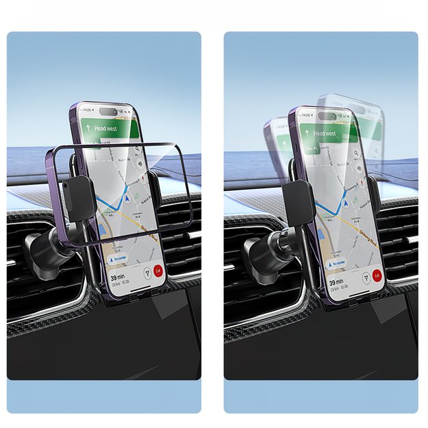 Wozinsky WEDZ-3Y8S clamp car holder with 15W inductive charger for phone on the air vent - black 11