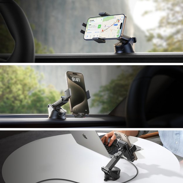 Joyroom JR-ZS241S car mount with inductive charger for dashboard - black 4