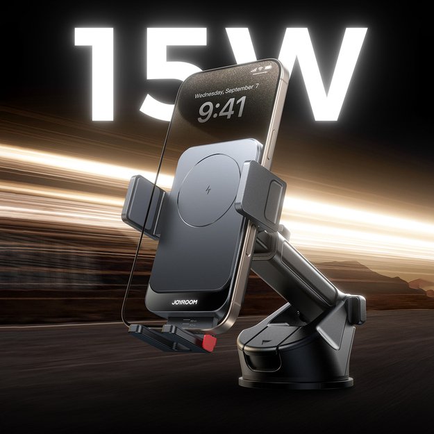 Joyroom JR-ZS241S car mount with inductive charger for dashboard - black 1