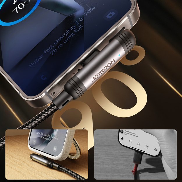 Joyroom S-A56 EnjoyX Series 90° USB-A - USB-C 3A cable 1.2m - black 3