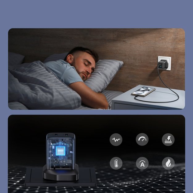 Joyroom JR-TCG17 45W 2 x USB-C wall charger (UK plug) - black 6