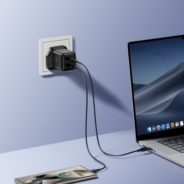 Joyroom JR-TCG17 45W 2 x USB-C wall charger (UK plug) - black 5