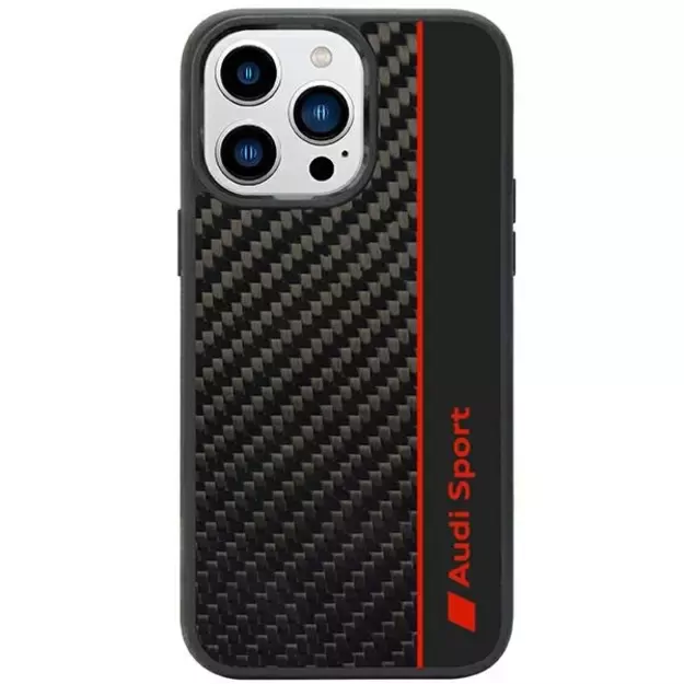 Audi Carbon Fiber Stripe iPhone 14 Pro 6.1&quot  black/black hardcase AUS-TPUPCIP14P-R8/D1-BK