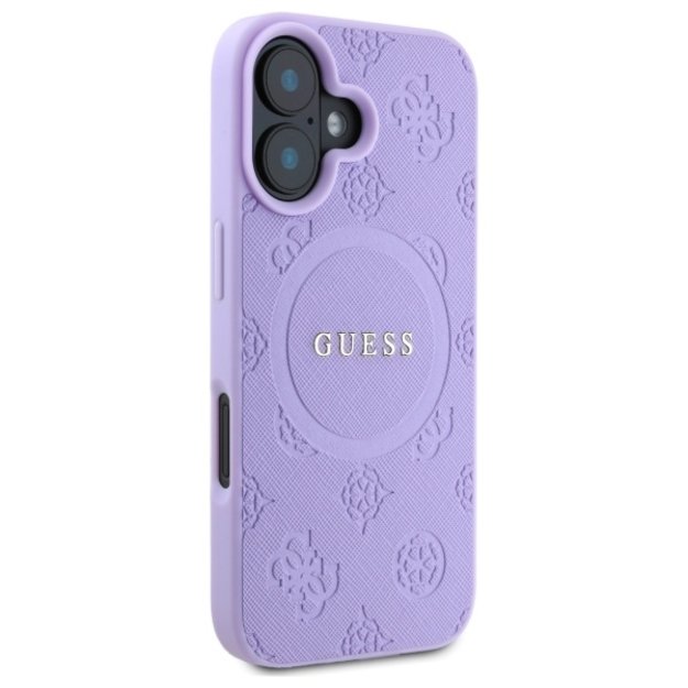 Guess Saffiano Peony Classic Logo MagSafe iPhone 16 Case - Purple 3