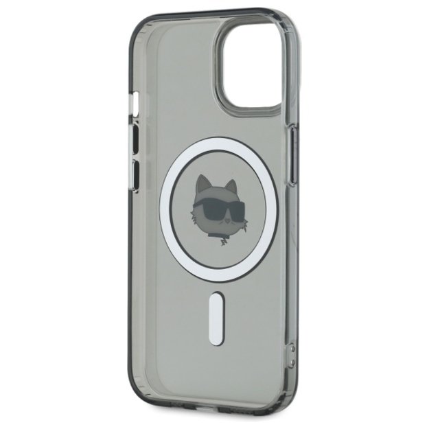 Karl Lagerfeld KLHMP15SHLSCHK iPhone 15 6.1&quot  black/black hardcase IML Metal Choupette Head MagSafe 6