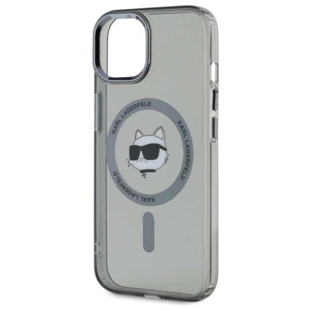 Karl Lagerfeld KLHMP15SHLSCHK iPhone 15 6.1&quot  black/black hardcase IML Metal Choupette Head MagSafe 5
