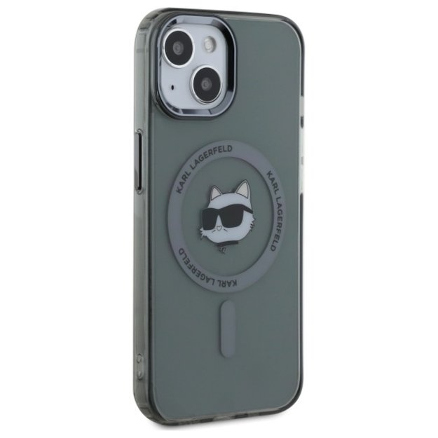 Karl Lagerfeld KLHMP15SHLSCHK iPhone 15 6.1&quot  black/black hardcase IML Metal Choupette Head MagSafe 3