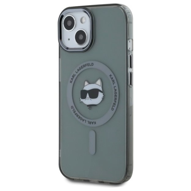 Karl Lagerfeld KLHMP15SHLSCHK iPhone 15 6.1&quot  black/black hardcase IML Metal Choupette Head MagSafe 1