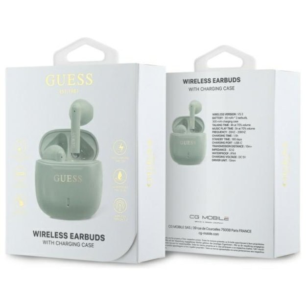 Guess Bluetooth headphones GUTWSJ14ESGN TWS + docking station green/green Printed Classic Logo 2