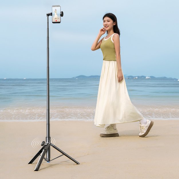 Selfie stick Wozinsky WRZP1 with automatically extendable legs, tripod function, 1.7m - black 12