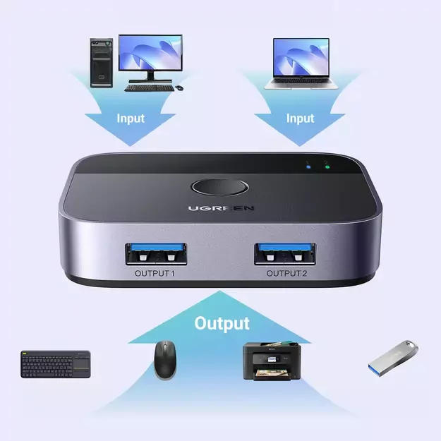 Ugreen CM757 2in1 adapter 2x USB-A 3.0 (input) / 2x USB-A (output) - gray 1