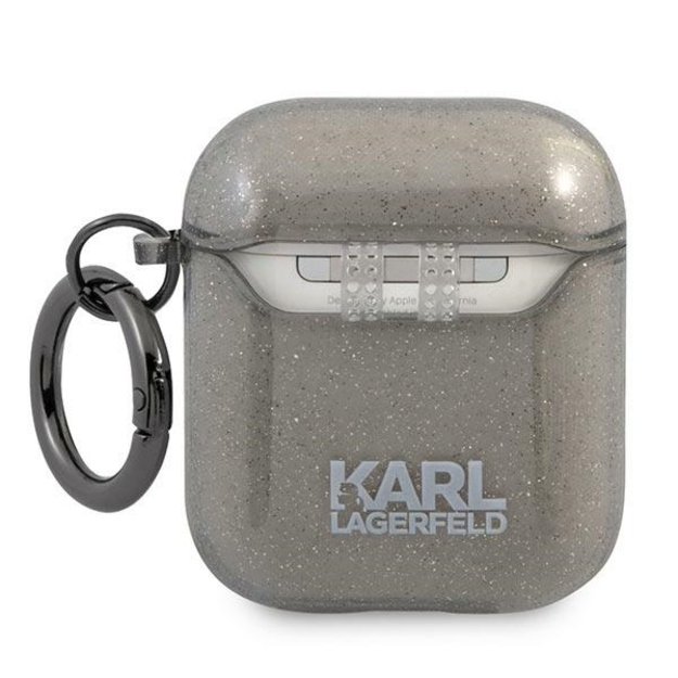 Karl Lagerfeld KLA2UKHGK AirPods cover czarny/black Glitter Karl`s Head 1
