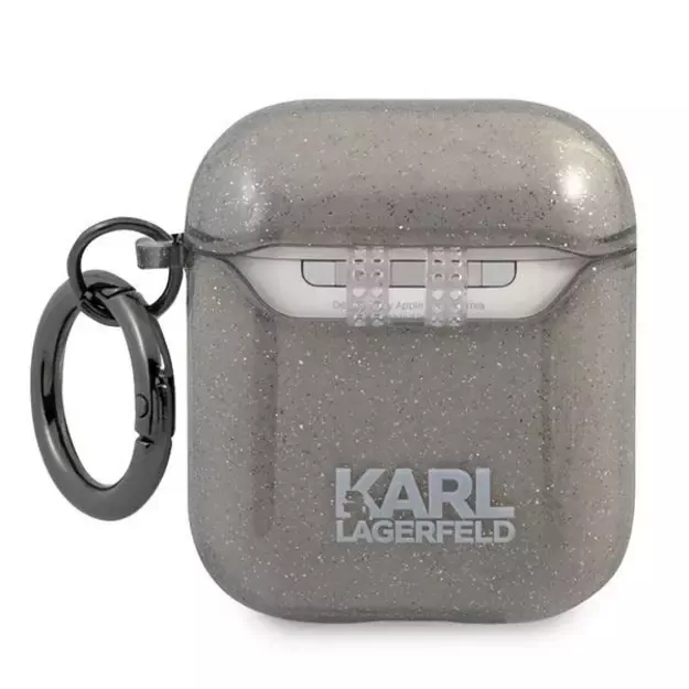 Karl Lagerfeld KLA2UKHGK AirPods cover czarny/black Glitter Karl`s Head 3