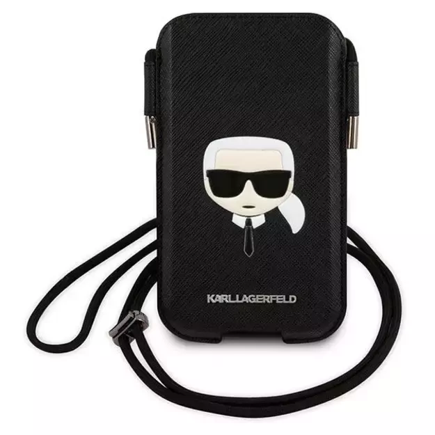 Karl Lagerfeld Torebka KLHCP12MOPHKHK 6,1  czarny/black hardcase Saffiano Ikonik Karl`s Head