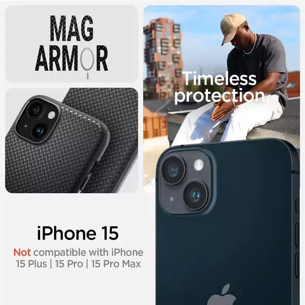 Spigen Mag Armor MagSafe iPhone 15 Case - Matte Black 13