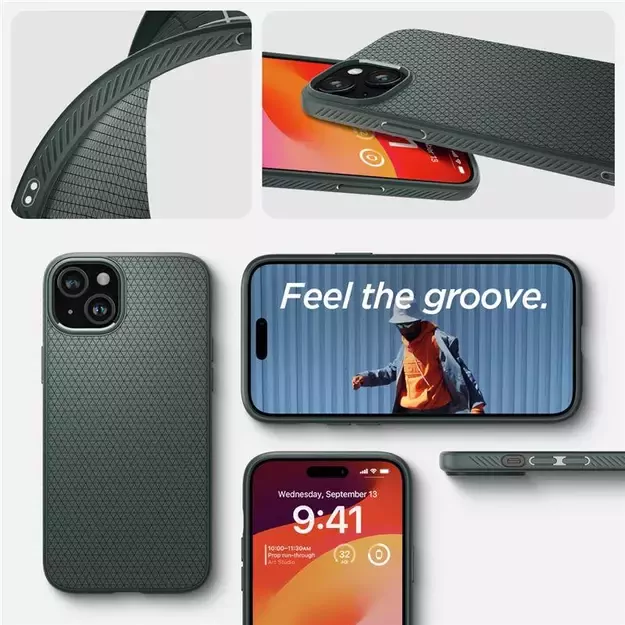 Spigen Liquid Air iPhone 15 Plus Case - Dark Green 10
