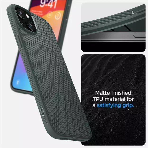 Spigen Liquid Air iPhone 15 Plus Case - Dark Green 7