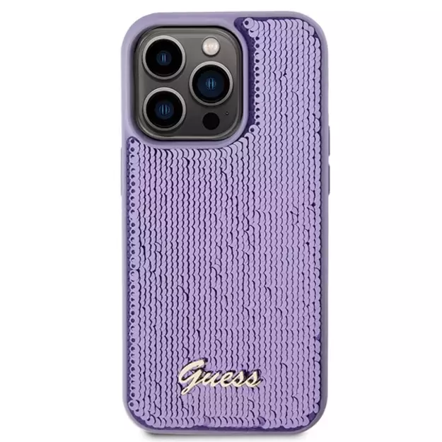Guess Sequin Script Metal case for iPhone 15 Pro - purple 2