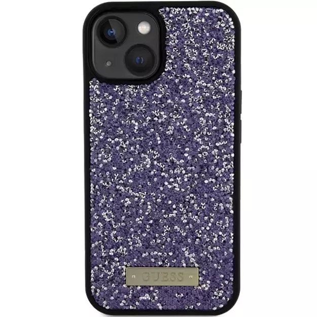 Guess Rhinestone Metal Logo iPhone 15 Case - Pink 2