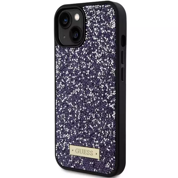 Guess Rhinestone Metal Logo iPhone 15 Case - Pink 1