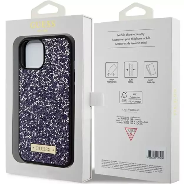 Guess Rhinestone Metal Logo iPhone 15 Case - Pink 7